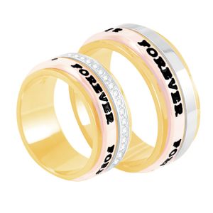 Par de Alianças em Ouro 18K Tricolor Forever - AU4061