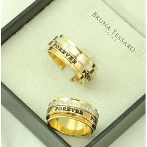 Par de Alianças em Ouro 18K Tricolor Forever - AU4061