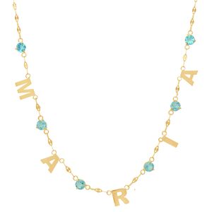 Colar em Ouro 18k Maria com Topázio Azul - AU10010
