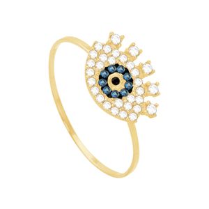 Anel em Ouro 18K Olho Grego com Zircônias - AU10179