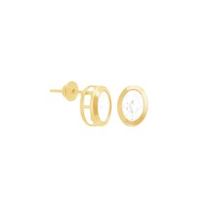 Brinco em Ouro 18K Ponto de Luz Oval - AU10181