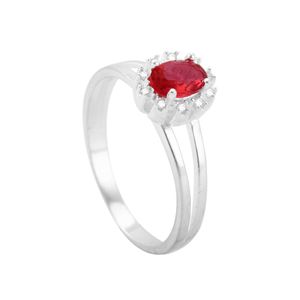 Anel de Formatura em Prata 925 com Zircônia Vermelha - PL12273