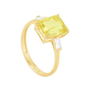 Anel em Ouro 18k com Citrino e Topázio Branco - AU10158