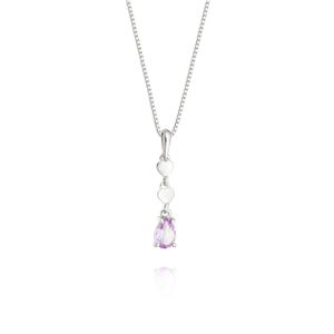 Gargantilha em Prata com Banho de Ródio Gota Lilás Serana - PL12844