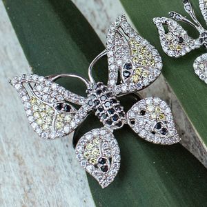 Anel Borboleta com Zircônias em Prata 925 - PL12935