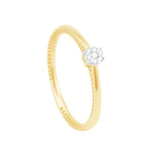 Anel em Ouro 18k Solitário com Diamantes - AU10245
