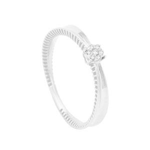 Anel Solitário em Ouro Branco 18k com Diamantes - AU10249