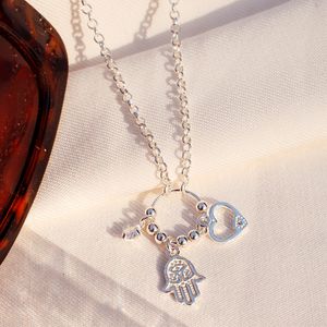 Colar em Prata 925 Patuás com Zircônias - PL13127