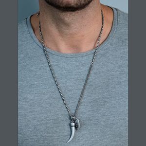 Colar Masculino em Aço com Dente de Sabre e Âncora - PL13220