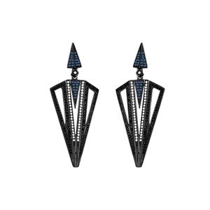 Brinco em Prata 925 com Banho de Ródio Negro e Zircônias - 12475