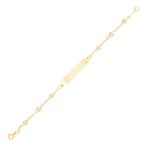 Pulseira Infantil em Ouro 18K Chapinha Corações com Zircônias Brancas - AU10264