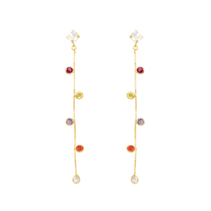 Brinco em Ouro 18K Zircônias Multicolor - AU10427