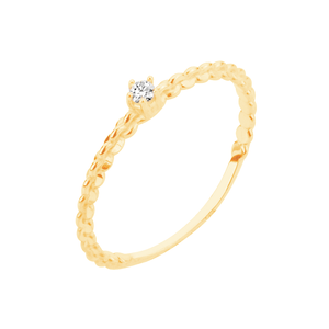 Anel em Ouro 18K Aro Texturizado com Ponto de Luz - AU10529
