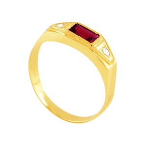 Anel de Formatura em Ouro 18K com Zircônia Rubi - AU10745