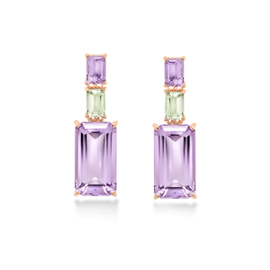 Brinco em Ouro Rosé 18K Coleção Harmonia com Ametista Lavanda - AU10779