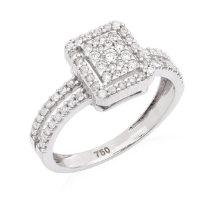 Anel em Ouro Branco 18K com Diamantes - AU10801