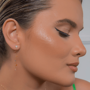 Brinco em Ouro 18K Zircônias Multicolor - AU10427