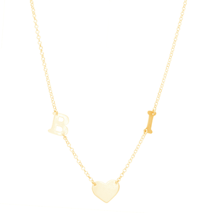 Colar com Letras das Iniciais do Nome em Ouro 18K Personalizado - AU10688