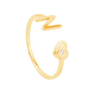 Anel em Ouro 18K Letra N com Coração - AU10733