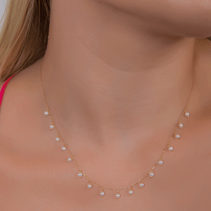 Gargantilha em Ouro 18K Micro Pérolas - AU10520