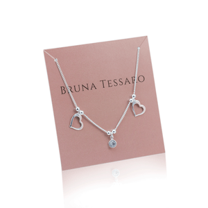 Colar em Prata 925 Ponto de Luz com Corações - PL15042