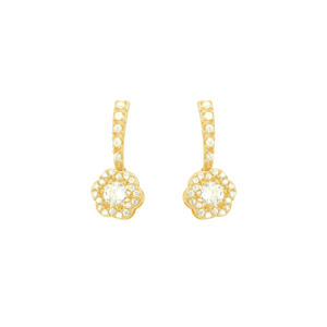 Brinco em Ouro 18K Flor Cravejada com Zircônias - AU10423