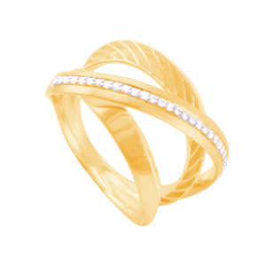 Anel em Ouro 18k Entrelaçados com Brilhantes - AU10824