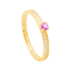 Anel Solitario em Ouro 18K com Zircônias - AU10828