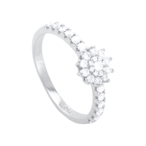 Anel em Ouro Branco 18k Flor com Diamantes - AU10812