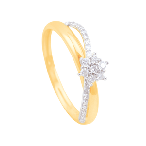Anel Solitário em Ouro 18K com Diamantes e Fio Transpassado - AU10768