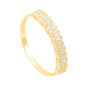 Anel Meia Aliança em Ouro 18K com Zircônias - AU10763