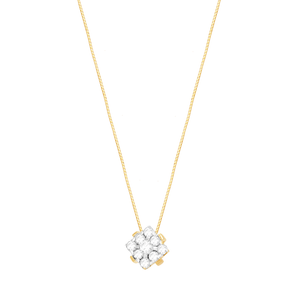 Gargantilha em Ouro 18K Flor com Diamantes - AU10782