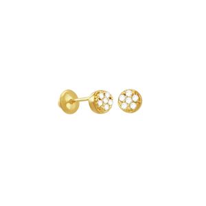 Brinco Infantil em Ouro 18K Pavê com Zircônias - AU10786