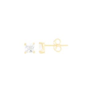 Brinco em Ouro 18K Quadrado com Zircônia - AU10929