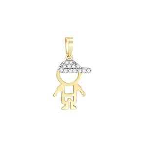 Pingente em Ouro 18K Menino com Zircônias - AU10944