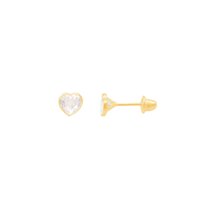 Brinco em Ouro 18K Coração com Zircônia - AU10777