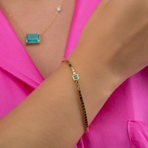 Pulseira em Ouro 18k Articulada com Esmeralda - AU10259