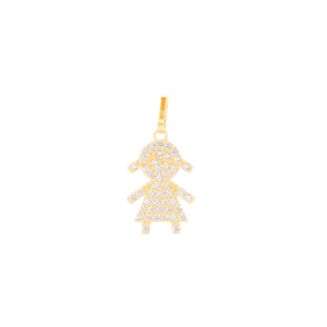 Pingente em Ouro 18K Menina com Zircônias - AU10982