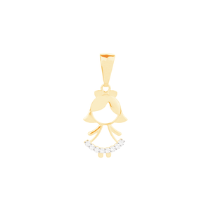 Pingente em Ouro 18K Menina com Diamantes - AU10991