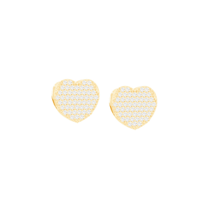 Brinco em Ouro 18K Coração Pavê com Zircônias - AU11012