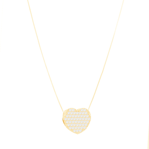 Gargantilha em Ouro 18K Coração Pavê com Zircônias - AU11013