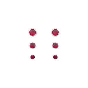 Trio em Prata 925 Ponto de Luz Embutido Vermelho - PL16303