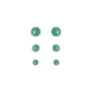 Trio em Prata 925 Ponto de Luz Embutido Verde - PL16304