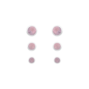 Trio em Prata 925 Ponto de Luz Rosa Embutido - PL16305