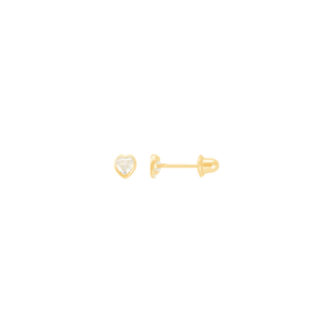 Brinco Infantil em Ouro 18K Coração com Zircônia 3MM - AU11029