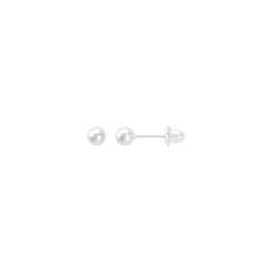 Brinco Infantil em Ouro Branco 18K Bolinha 3MM - AU11021