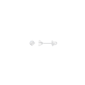 Brinco Infantil em Ouro Branco 18K com Zircônia 3MM - AU11023