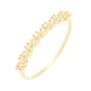 Anel Meia Aliança em Ouro 18K com Zircônias - AU11086