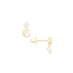 Brinco Infantil em Ouro 18K Ponto de Luz Duplo - AU11088