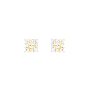 Brinco em Ouro 18K Pavê Quadrado com Zircônias - AU11070